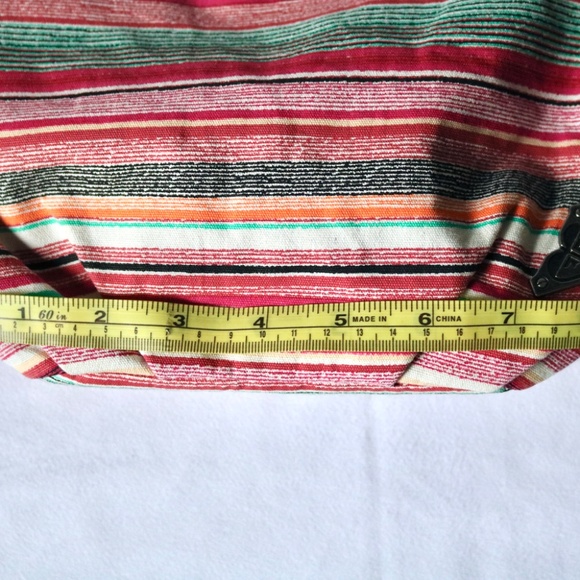 ROXY Girl Multi Color Shoulder Bag Purse Striped Cotton Fabric Braided Handle - Picture 9 of 14